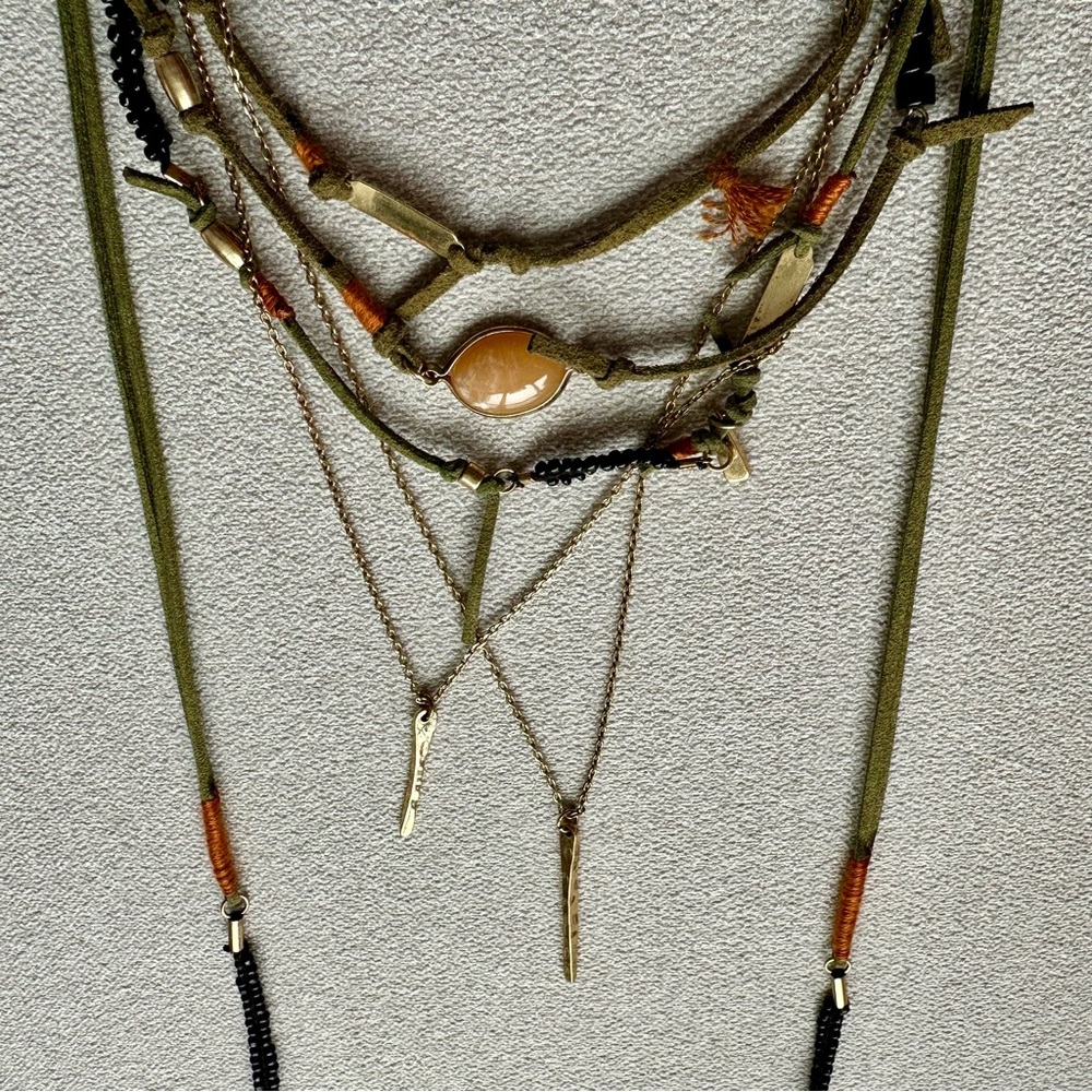 Free People Boho Cascading Choker Necklace with Gold Accents